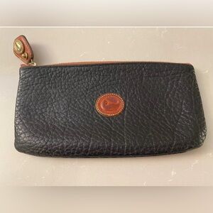 Vintage Dooney & Bourke AWL Black Pebbled Leather Cosmetic Makeup Slim Pouch
